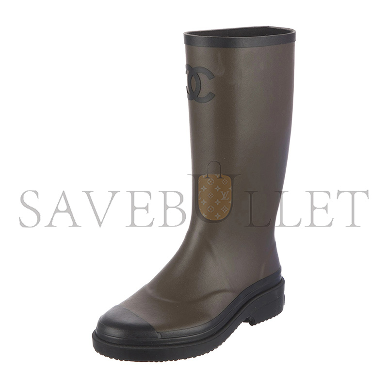 CHANEL INTERLOCKING CC LOGO RAIN BOOTS